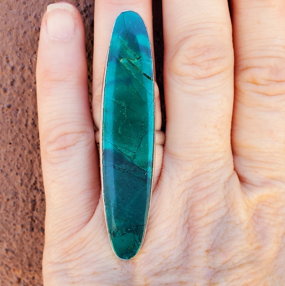 New Huge Porcelain Jasper 925 Silver Ring.